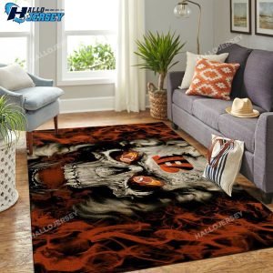 Cincinnati Bengals Team Logo Skull Style Rug