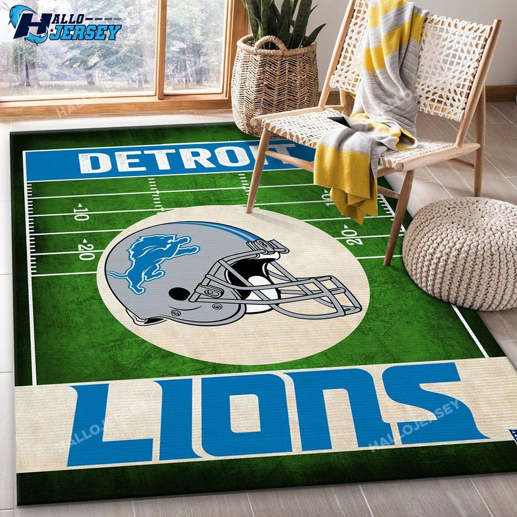 Detroit Lions End Zone Area Living Room Rug, Detroit Lions gifts