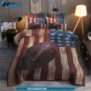 Football And American Flag Bedding Set