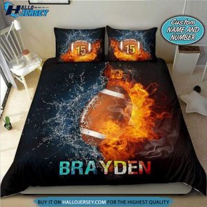 Football Fire And Water Personalized Custom Name Bedding Set