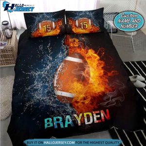 Football Fire And Water Personalized Custom Name Bedding Set