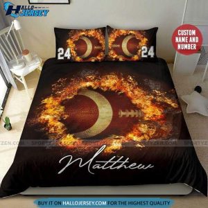 Football Fire Ball Custom Bedding Set