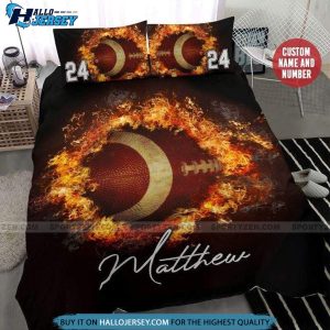 Football Fire Ball Custom Bedding Set