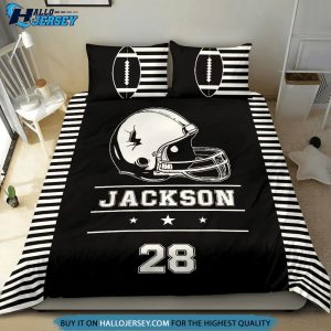 Football White Lines Personalized Custom Name Bedding Set