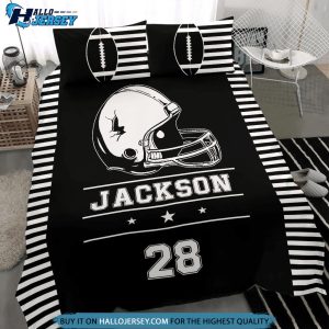 Football White Lines Personalized Custom Name Bedding Set