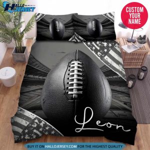 Personalized American Flag Football For Football Lover Bedding Set