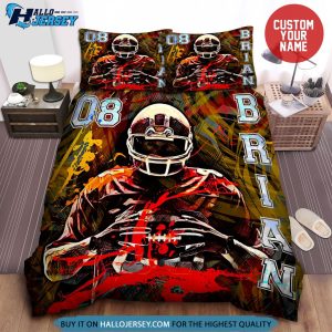 Personalized American Football Player Painting Bedding Set