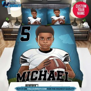 Personalized Black Boy On Football Clothes Bedding Set