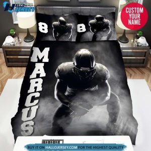 Personalized Black Football Player Bedding Set