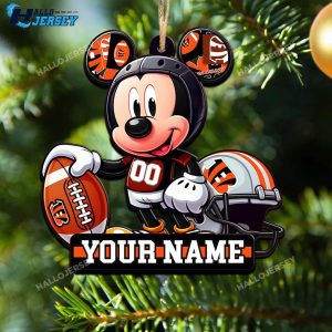 Personalized Cincinnati Bengals Football Team And Mickey Mouse Ornament