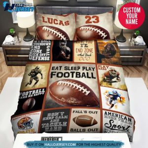 Personalized Eat Sleep Play Football Bedding Set