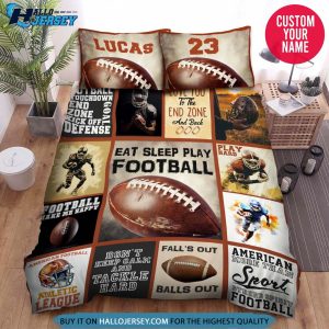 Personalized Eat Sleep Play Football Bedding Set