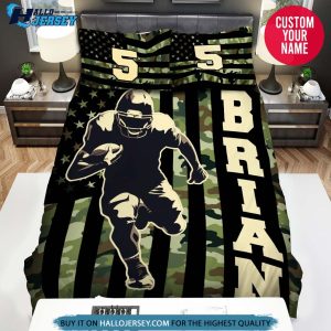 Personalized Football American Flag Camo Bedding Set