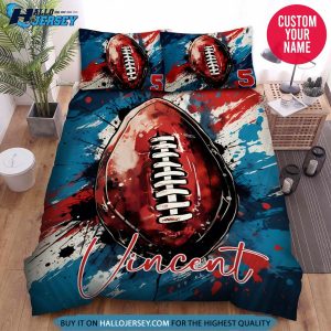 Personalized Football Ball And Colourful Background Bedding Set