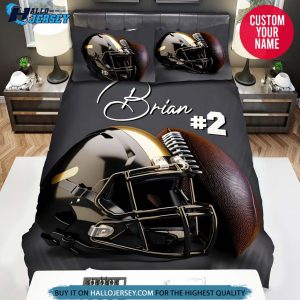 Personalized Football Ball And Helmet Bedding Set