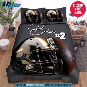 Personalized Football Ball And Helmet Bedding Set