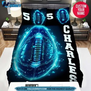 Personalized Football Ball Blue Tech Light Bedding Set