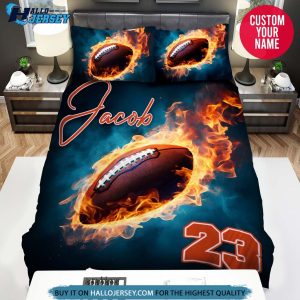 Personalized Football Ball Burning Bedding Set