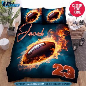 Personalized Football Ball Burning Bedding Set