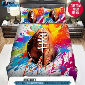 Personalized Football Ball Colourful Splash Bedding Set