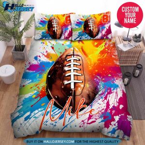 Personalized Football Ball Colourful Splash Bedding Set