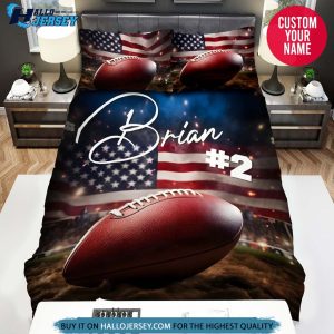 Personalized Football Ball Lie On Field At Night Bedding Set