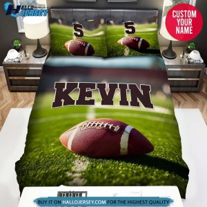 Personalized Football Ball Lie On Field Bedding Set