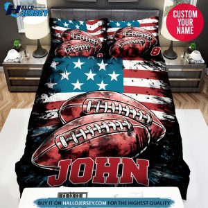 Personalized Football Balls Artwork Bedding Set