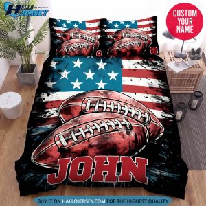 Personalized Football Balls Artwork Bedding Set