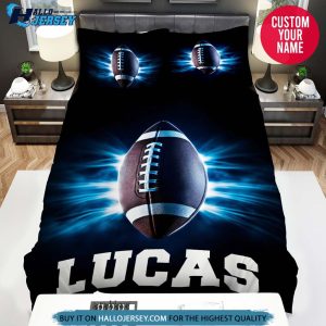 Personalized Football Blue Glowing Bedding Set