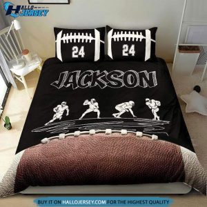 Personalized Football Dark Background Bed Sheets Spread Bedding Set