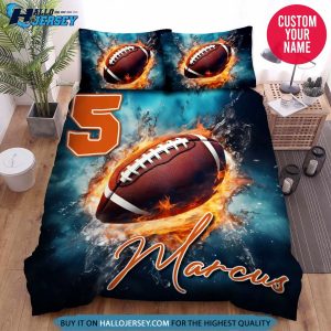 Personalized Football Fire And Water Bedding Set