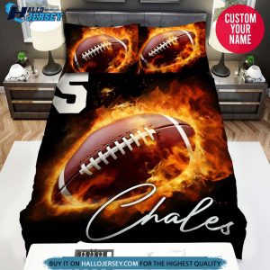 Personalized Football Fire Ball Bedding Set