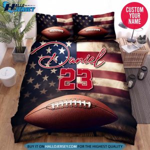 Personalized Football Flag Vintage Bedding Set