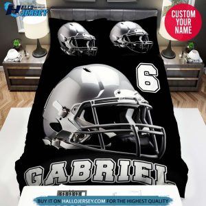 Personalized Football Grey Helmet Bedding Set