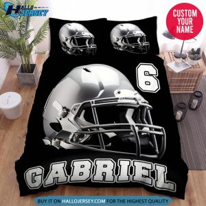 Personalized Football Grey Helmet Bedding Set