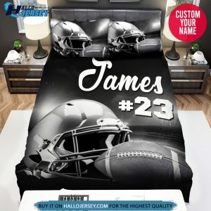 Personalized Football Helmet And Ball Bedding Set