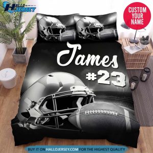 Personalized Football Helmet And Ball Bedding Set