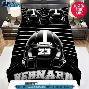 Personalized Football Helmet White Lines Bedding Set