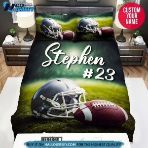 Personalized Football Iron Helmet Ball Bedding Set