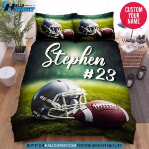 Personalized Football Iron Helmet Ball Bedding Set