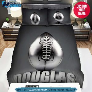 Personalized Football Metal Grey Bedding Set