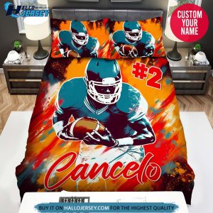 Personalized Football Player Abstract Bedding Set