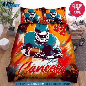 Personalized Football Player Abstract Bedding Set