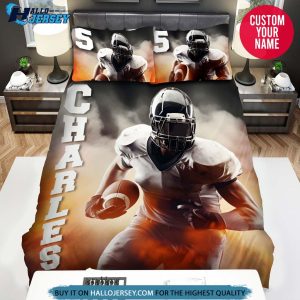 Personalized Football Player Fire Bedding Set