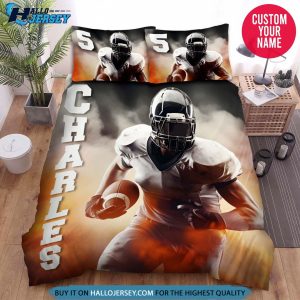 Personalized Football Player Fire Bedding Set