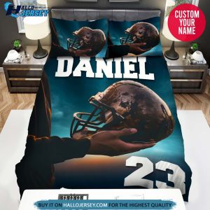 Personalized Football Player Hold The Helmet Bedding Set