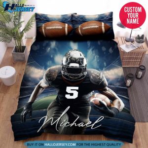 Personalized Football Player In Field Bedding Set