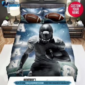 Personalized Football Player In Smoke Field Bedding Set