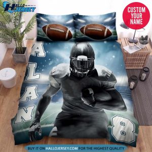 Personalized Football Player In Smoke Field Bedding Set